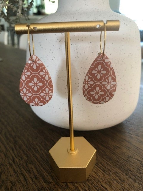 Teardrop Hoops - Terracotta/White