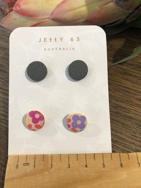 Double Stud Pack - Dark Grey/Mauve