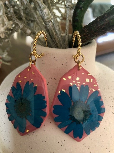 Geo Shaped Floral - Salmon/Teal