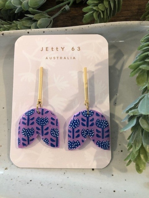 Tulip Dangles - Lavender/Navy