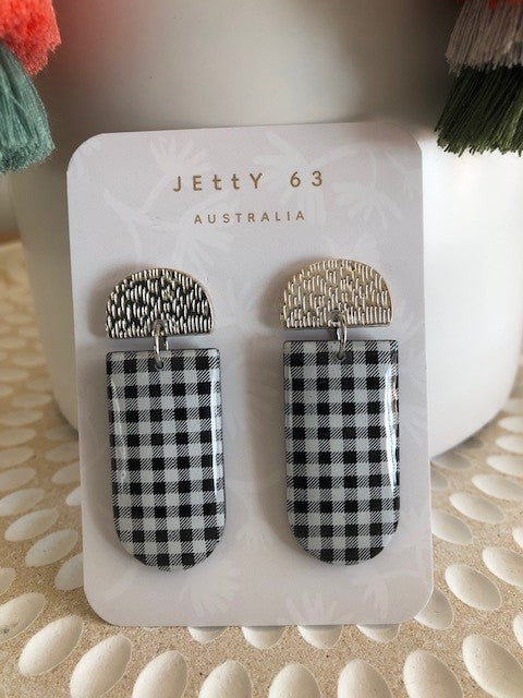 Gingham Drops - Black/White/Silver